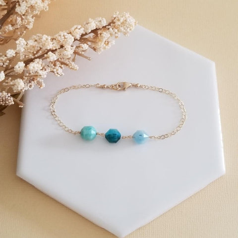 Throat Chakra Crystal Bracelet for women, Spiritual Jewelry, Handmade Bracelet