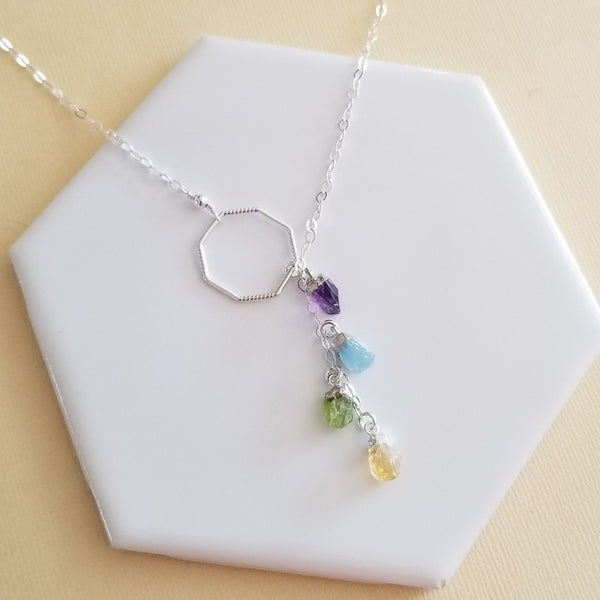 Custom Birthstone Necklace, Raw Gemstone Y Necklace – Fabulous