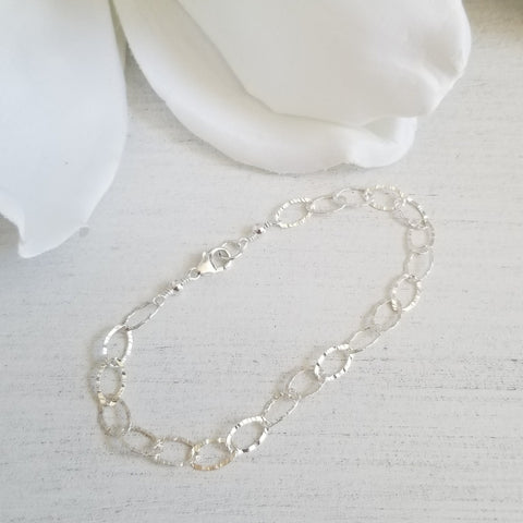 Sterling Silver Link Bracelet, Layering Bracelet, Gift for Her
