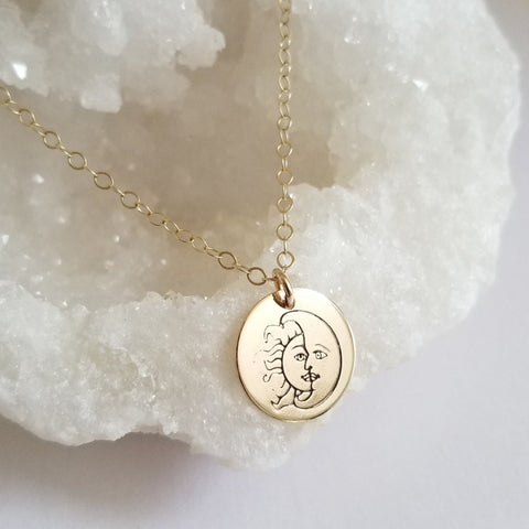 Live by the Sun Love by the Moon Bohemian Symbol Necklace, Moon and Sun Charm Necklace