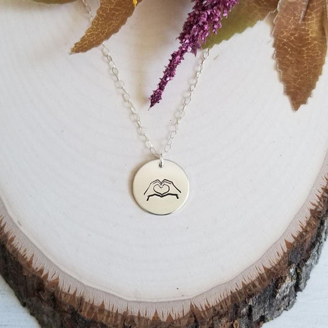 Hand Gesture Heart and Hands Charm Necklace