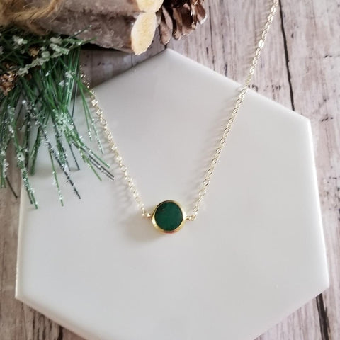 Dainty Gold Emerald Choker Necklace