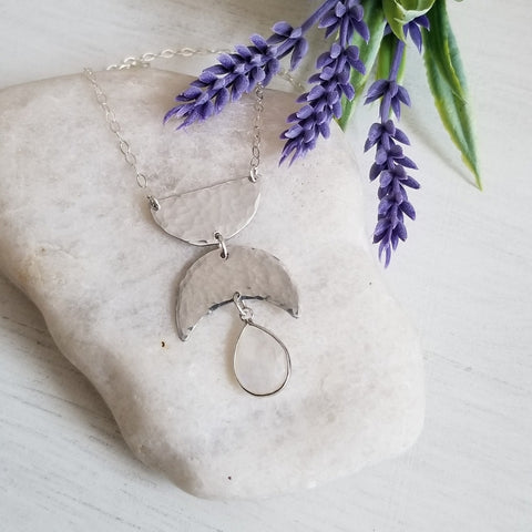 Modern Pendant Necklace, Moonstone Necklace, Statement Necklace