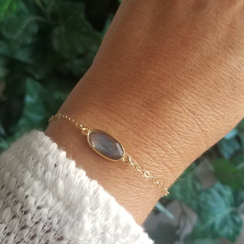 Gold Labradorite Bracelet for Women, Gift for Her, Gemstone Bracelet