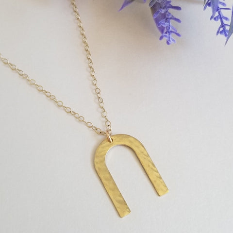 Gold Arch Necklace, Boho Rainbow Necklace