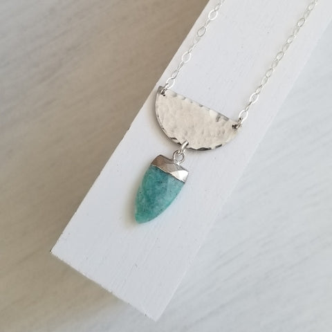 Amazonite Arrow Pendant Necklace, Geometric Pendant Necklace