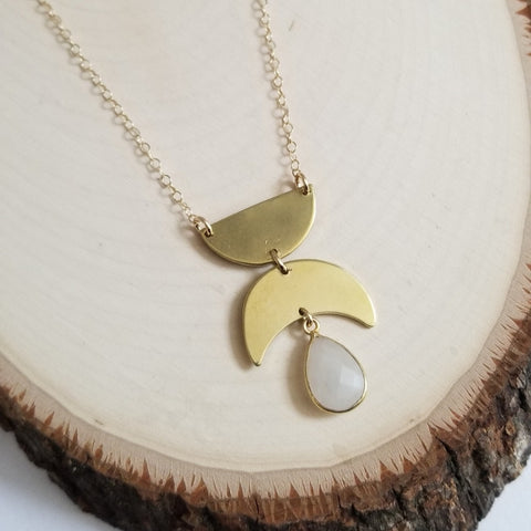 Everyday Statement Necklace, Gold Geometric Pendant, Bohemian Style Necklace