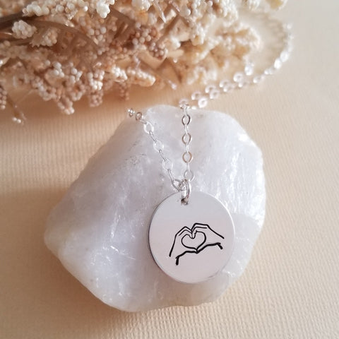 Hand Gesture Heart and Hands Charm Necklace