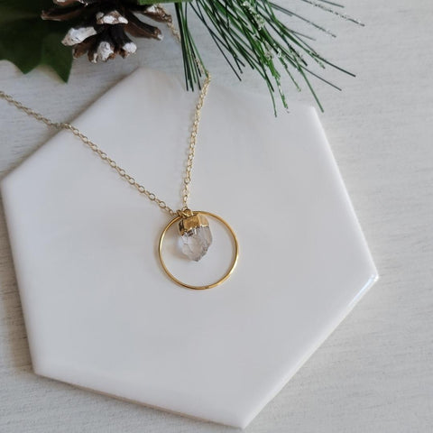 Raw Herkimer Diamond Pendant Necklace