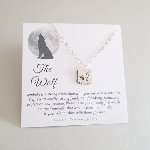 Dainty Wolf Pendant Necklace in Sterling Silver
