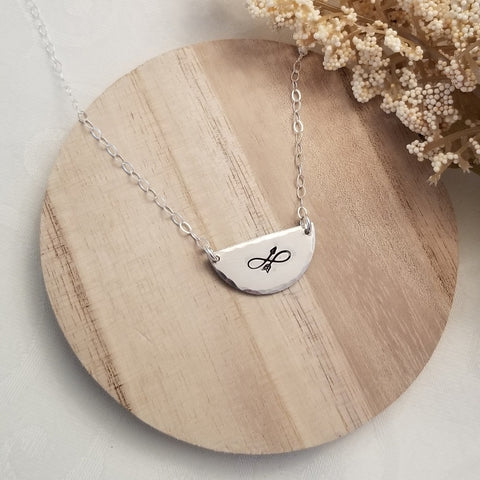 Silver Infinity Arrow Necklace, Custom Stamped Necklace