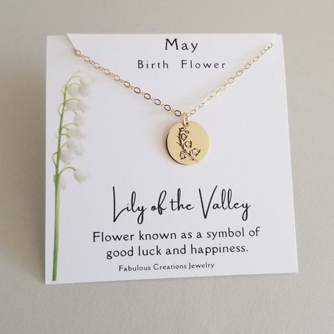 May Birth Flower Necklace, Lily of the Valley Necklace