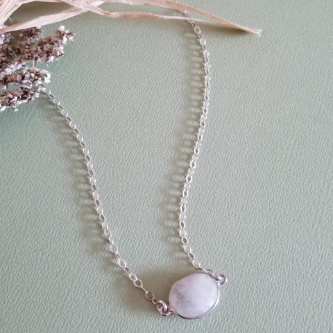 Moonstone Crystal Pendant Necklace, Sterling Silver or Gold Filled
