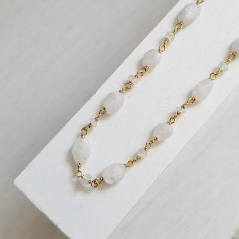 Moonstone choker, Layering gemstone necklace
