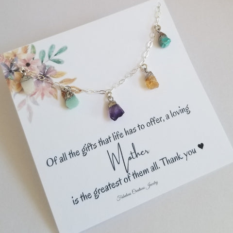 Mothers Necklace, Birthstone Necklace for Mom
