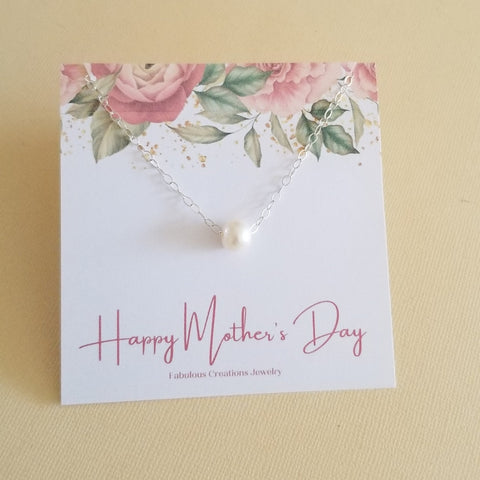 Dainty Pearl Necklace for Mom, Mother's Day Gift