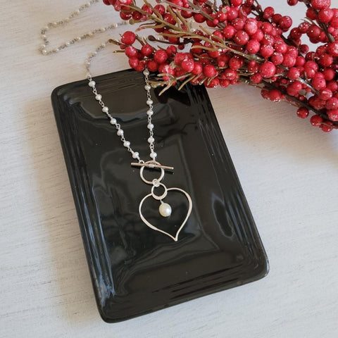 Dainty Pearl Chain Necklace for Women, Lotus Blossom Pendant Necklace, Boho Beaded Necklace