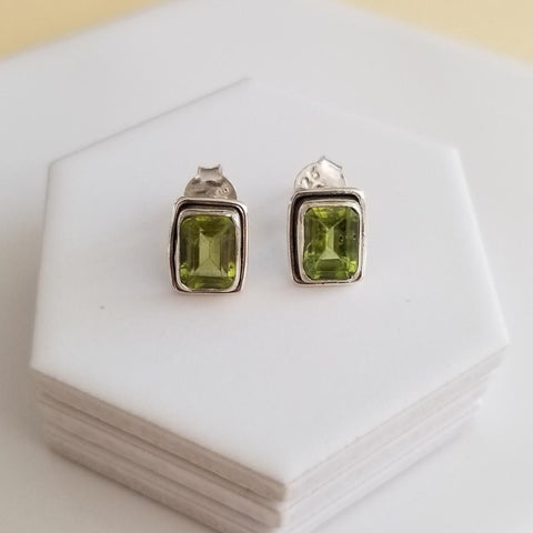 Sterling Silver Peridot Stud Earrings