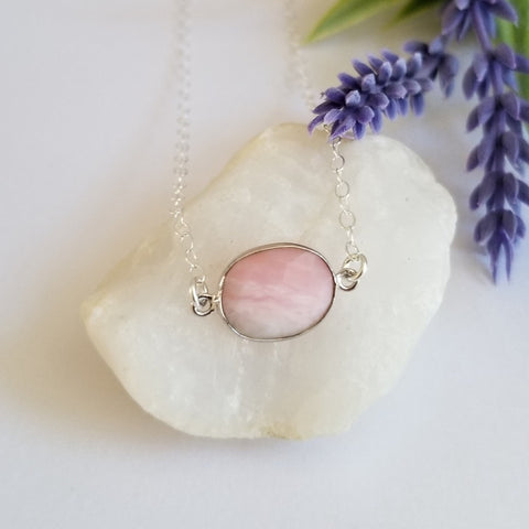 Pink Opal Necklace, Boho Stone Choker
