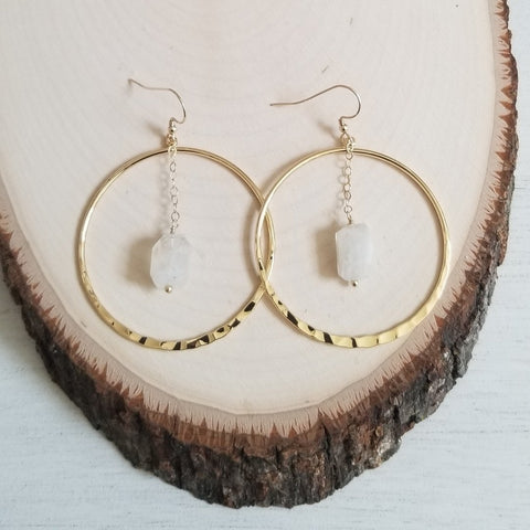 Bohemian Crystal Hoops, Gold Hoop Earrings