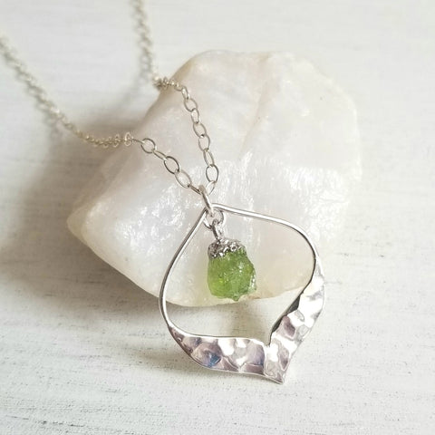 Custom Birthstone Arabesque Pendant Necklace Sterling Silver