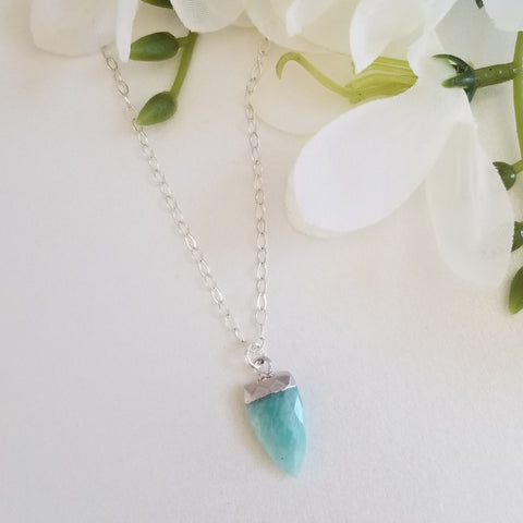 Gold or Silver natural Amazonite necklace