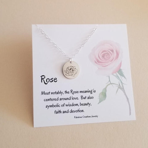 Rose Necklace, Dainty Flower Charm Necklace, June Birth Flower Necklace
