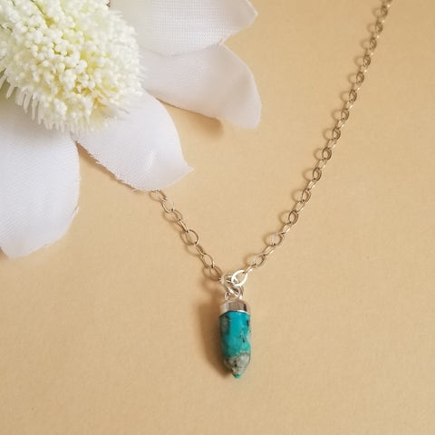 Dainty Turquoise Spike Necklace, Gift for Her, Bohemian Stone Necklace