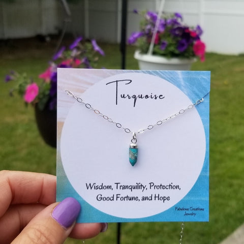 Turquoise necklace, Dainty Turquoise Pendant Necklace, Healing Crystal Jewelry