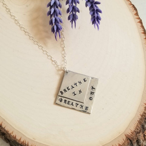 Custom Stamped Pendant Necklace, Meditation Jewelry, Gift for Her