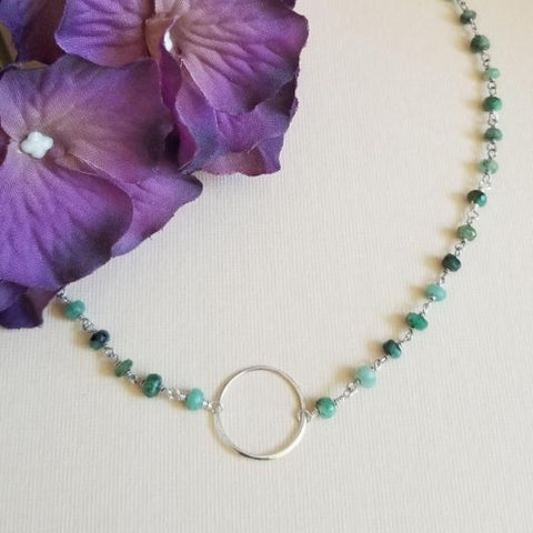 Raw Emerald Eternity Necklace
