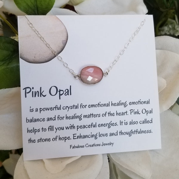 Natural pink opal necklace shop