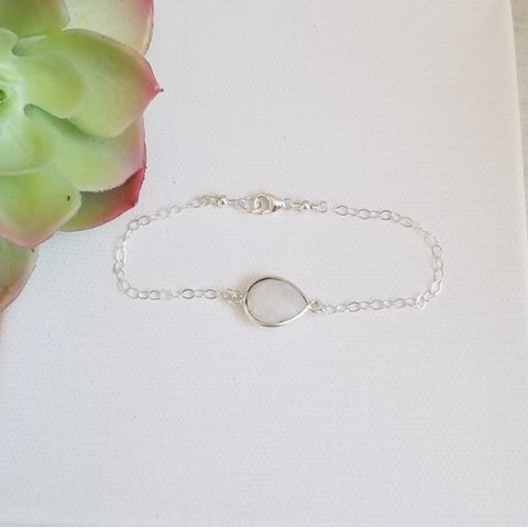 Moonstone Bracelet, Sterling Silver, Minimalist Jewelry