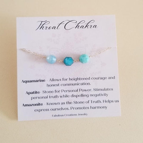 Throat Chakra Stone Bracelet, Aquamarine Bracelet, Thin Gold Bracelet, Chakra Jewelry, Chakra Healing Crystal Bracelet