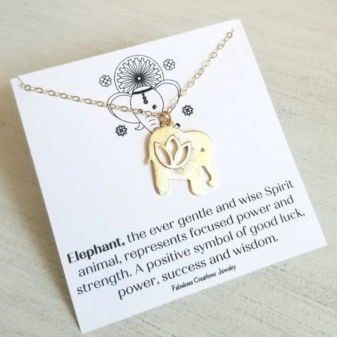 Elephant Necklace, Spirit Animal Jewelry, Gift for Her