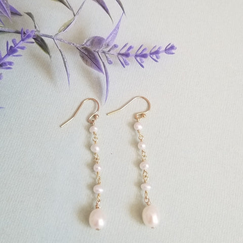 Bridesmaid Earrings, Dainty Freshwater Pearl Earrings, Wedding Jewelry