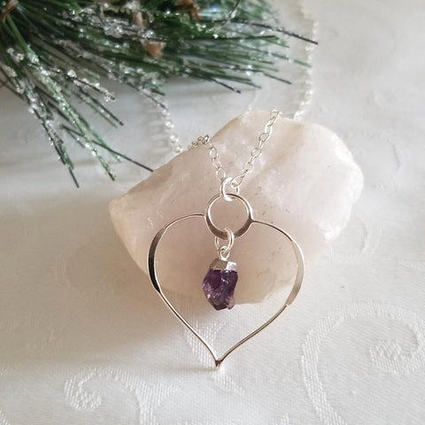 Raw Birthstone Pendant Necklace, Gift for Her. Personalized Necklace