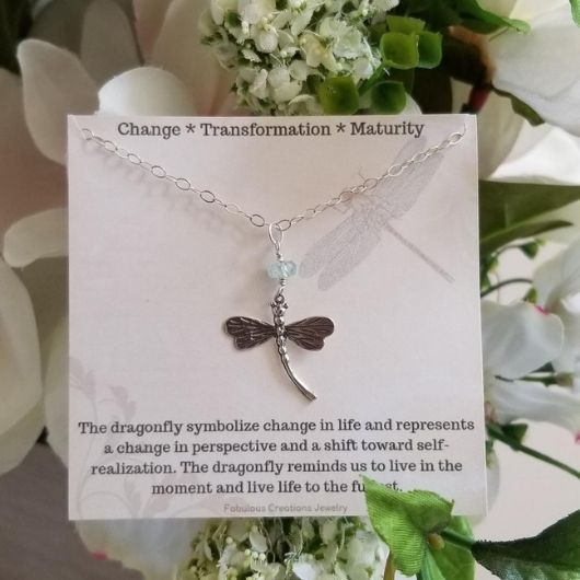 Dragonfly store birthstone necklace