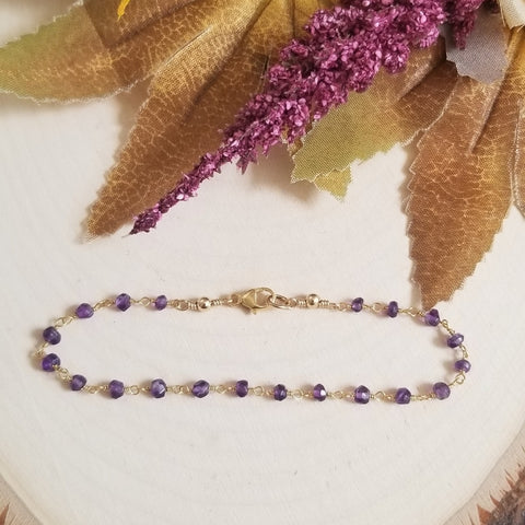 thin Amethyst bracelet, stacking bracelet