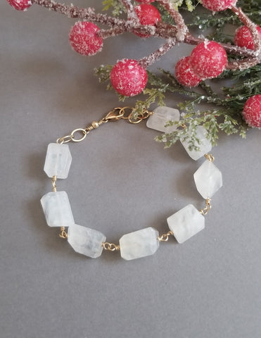 Chunky Rainbow Moonstone Bracelet