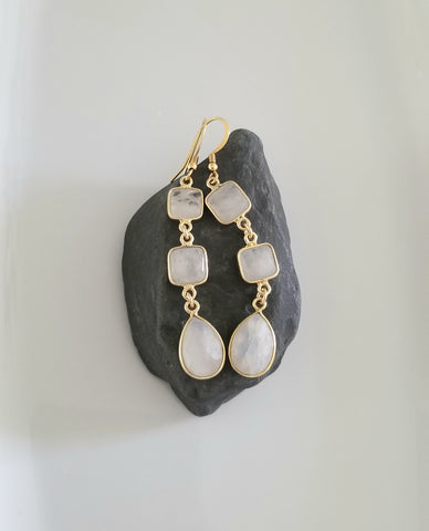 Bride Earrings, Moonstone Earrings, Wedding Day Jewelry