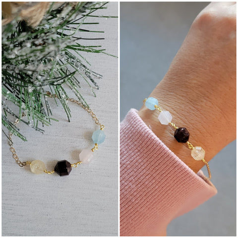 Custom Birthstone Bracelet, Mothers Bracelet, Handmade Multi Gemstone Bracelet
