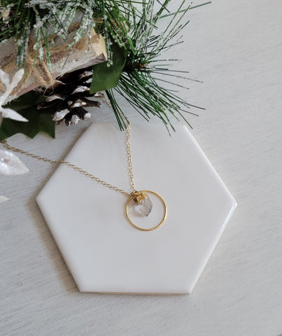 Raw Herkimer Diamond Pendant Necklace