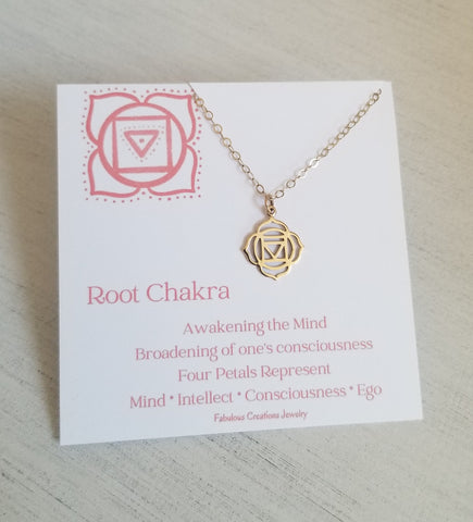 Spiritual Root Chakra Necklace, Dainty Gold Chakra Charm Necklace