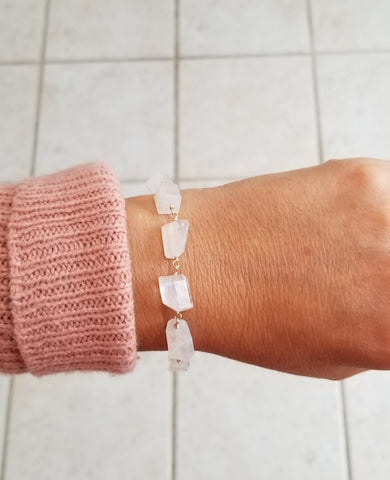 raw moonstone bracelet, gemstone bracelet