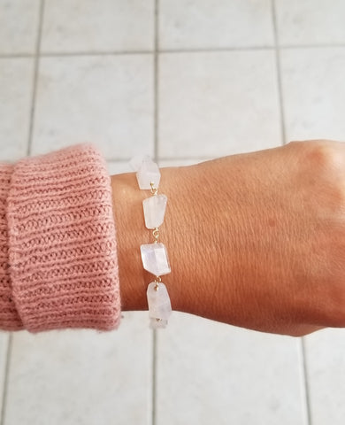 raw moonstone bracelet, gemstone bracelet