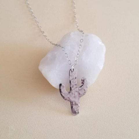 Silver Cactus Necklace with Card Gift Set, Inspirational Gift for Best Friend