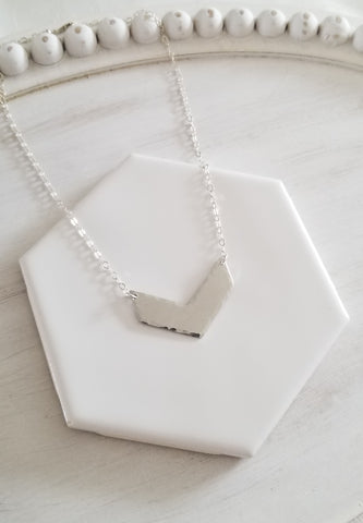 Modern Silver V Necklace, Chevron Necklace, Handmade Contemporary Jewelry for Women, Geometric Necklace, Gift for Her