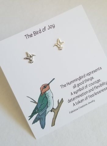 Tiny Sterling Silver Hummingbird Stud Earrings