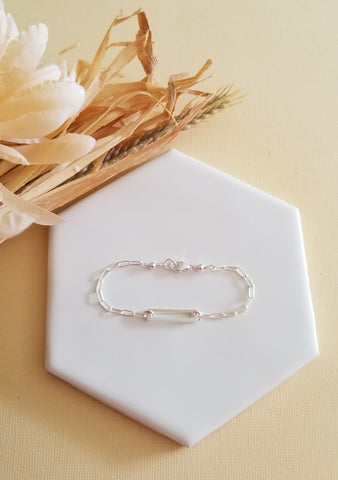 Sterling Silver Paperclip Chain Bracelet for Women, Dainty Bracelet, Gift for Her